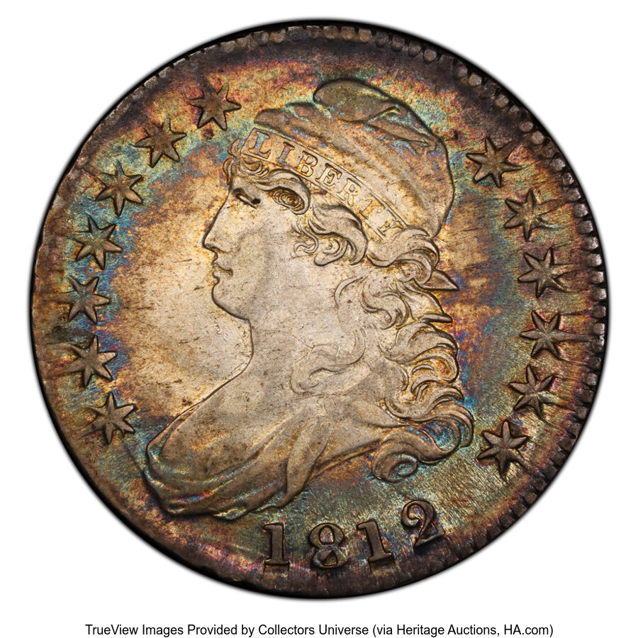 image for: 1812 50C Large 8, O-105a, R.1, AU55 PCGS.  Mintage 1,628,059....