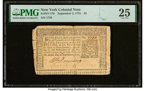 image for: New York September 2, 1775 $2 PMG Very Fine 25....