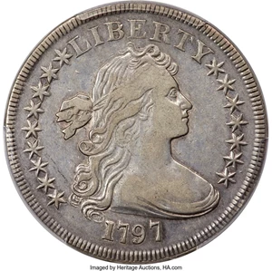 image for: 1797 $1 9x7 Stars, Large Letters, B-1, BB-73, R.3, VF30 PCGS....