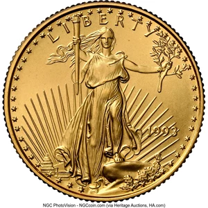 image for: 1993 $10 Quarter-Ounce Gold Eagle MS69 NGC. ...