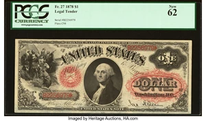 image for: Fr. 27 $1 1878 Legal Tender PCGS New 62....