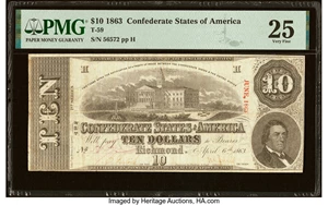 image for: T59 $10 1863 PF-17 Cr. 438 PMG Very Fine 25....