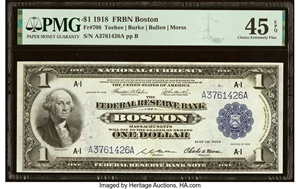 image for: Fr. 708 $1 1918 Federal Reserve Bank Note PMG Choice Extremely Fine 45 EPQ....