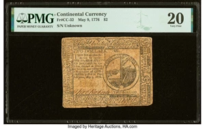 image for: Continental Currency May 9, 1776 $2 PMG Very Fine 20....