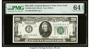 image for: Fr. 2050-B $20 1928 Federal Reserve Note. PMG Choice Uncirculated 64 EPQ....