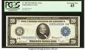 image for: Fr. 969 $20 1914 Federal Reserve Note PCGS Extremely Fine 45....