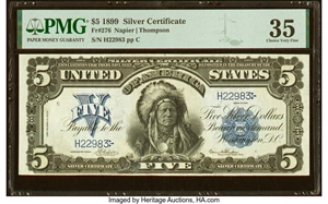 image for: Fr. 276 $5 1899 Silver Certificate PMG Choice Very Fine 35....