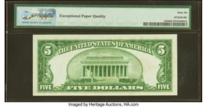 image for: Fr. 1526 $5 1928A Legal Tender Note. PMG Gem Uncirculated 66 EPQ....