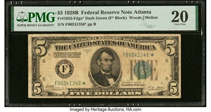 image for: Fr. 1952-F* $5 1928B Federal Reserve Star Note. PMG Very Fine 20....
