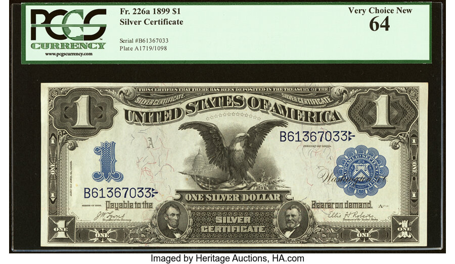 image for: Fr. 226a $1 1899 Silver Certificate PCGS Very Choice New 64....
