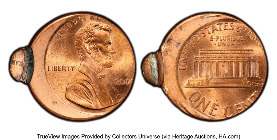 image for: 200X 1C Lincoln Cent --Double Struck 15% and 97% Off Center -- MS64 Red PCGS....