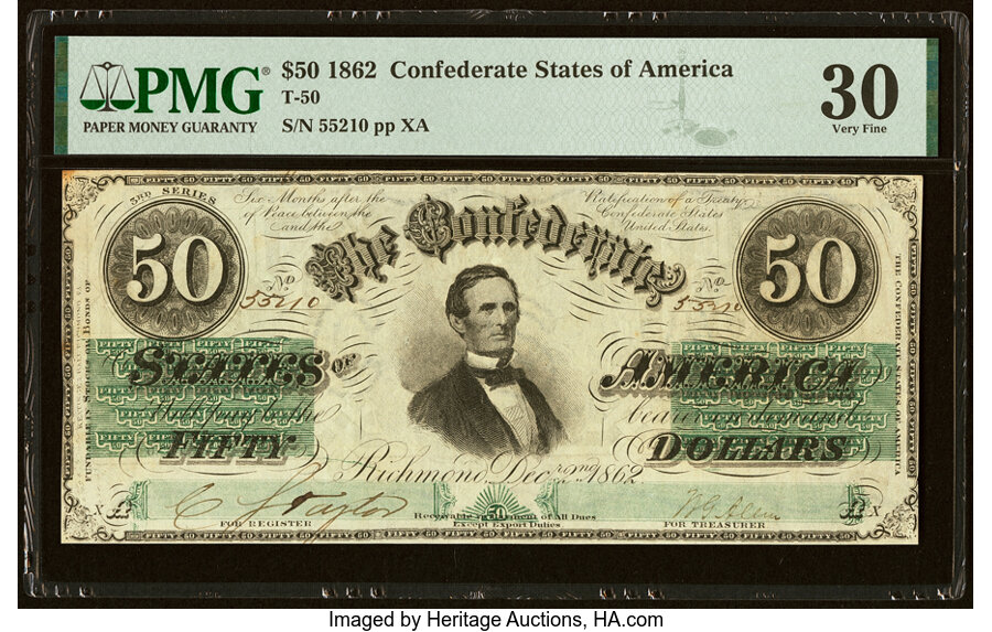 image for: T50 $50 1862 PF-4 Cr. 351 PMG Very Fine 30....