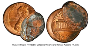 image for: (1982-2008) 1C Lincoln Cent -- Double Struck 15% and 70% Off Center -- MS63 Red PCGS....