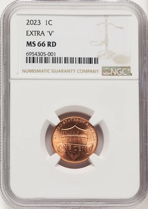 image for: 2023 1C Shield, Extra V, MS66 Red NGC. NGC Census: (0/0)....