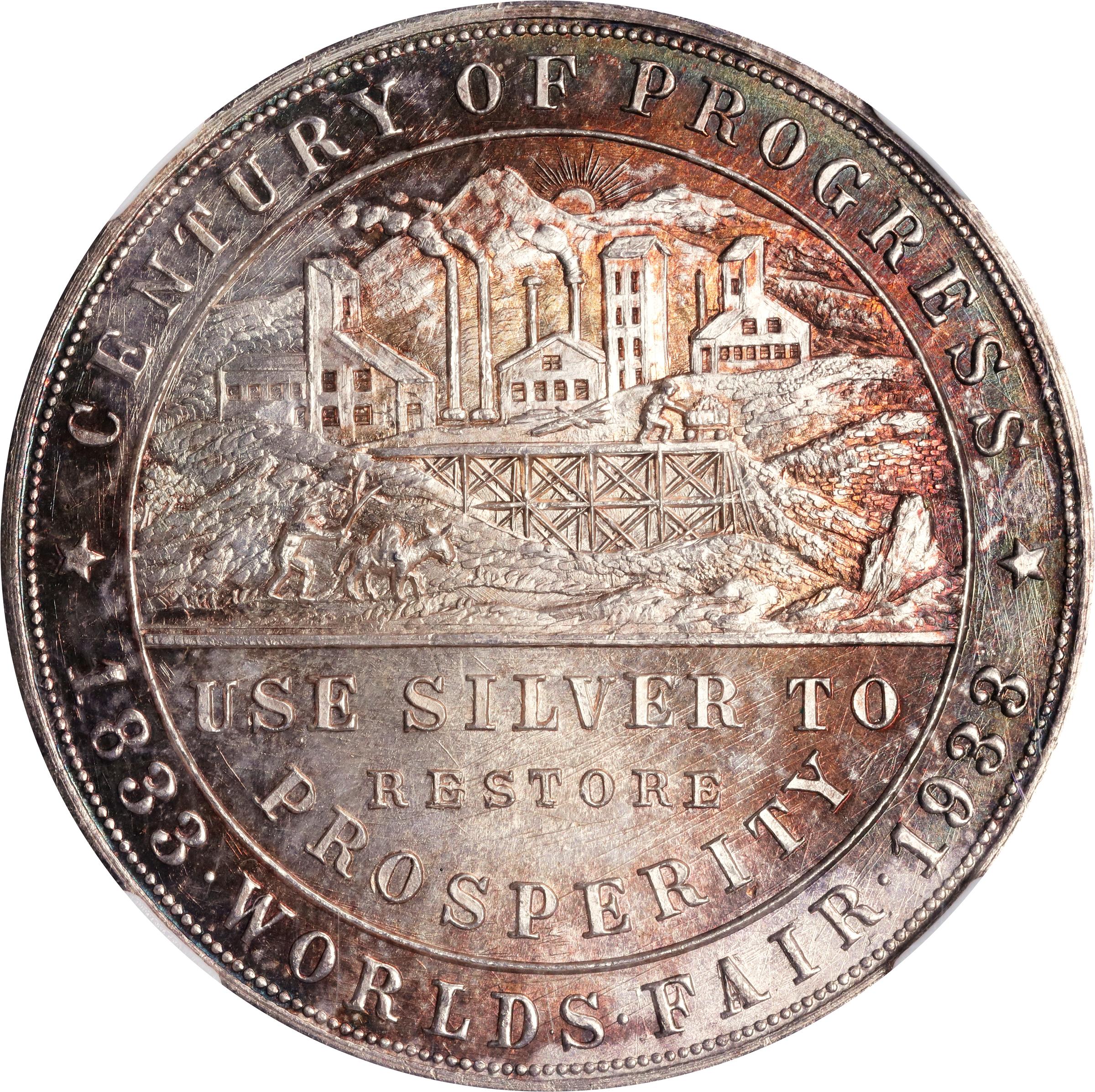 image for: 1933 Colorado's "Century of Progress" Dollar. Type IV. HK-870. Rarity-3. Silver. MS-67 (NGC).