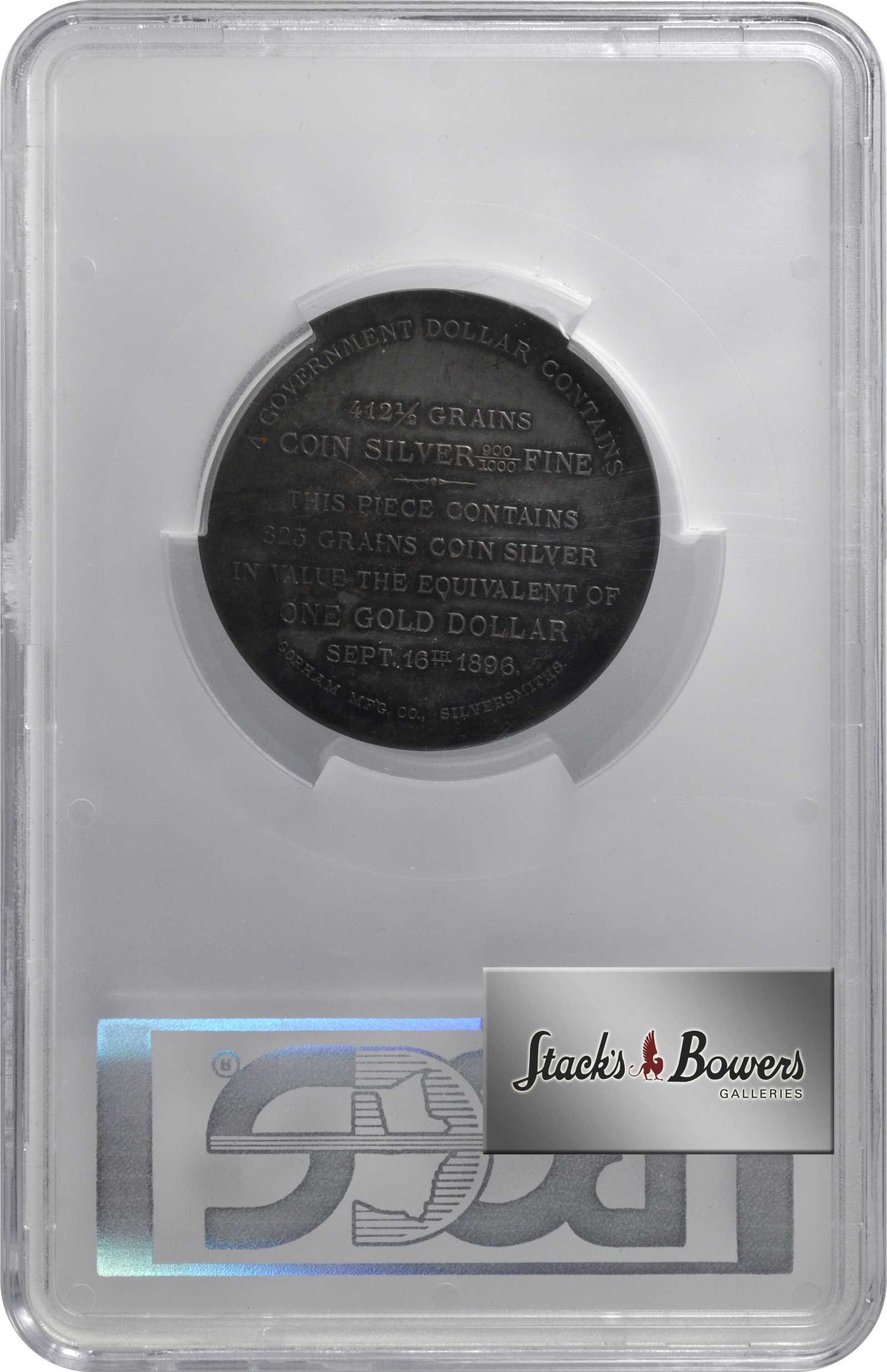 image for: 1896 Bryan Dollar. Silver. 52 mm. HK-780, Schornstein-6. Rarity-5. MS-62 (PCGS).