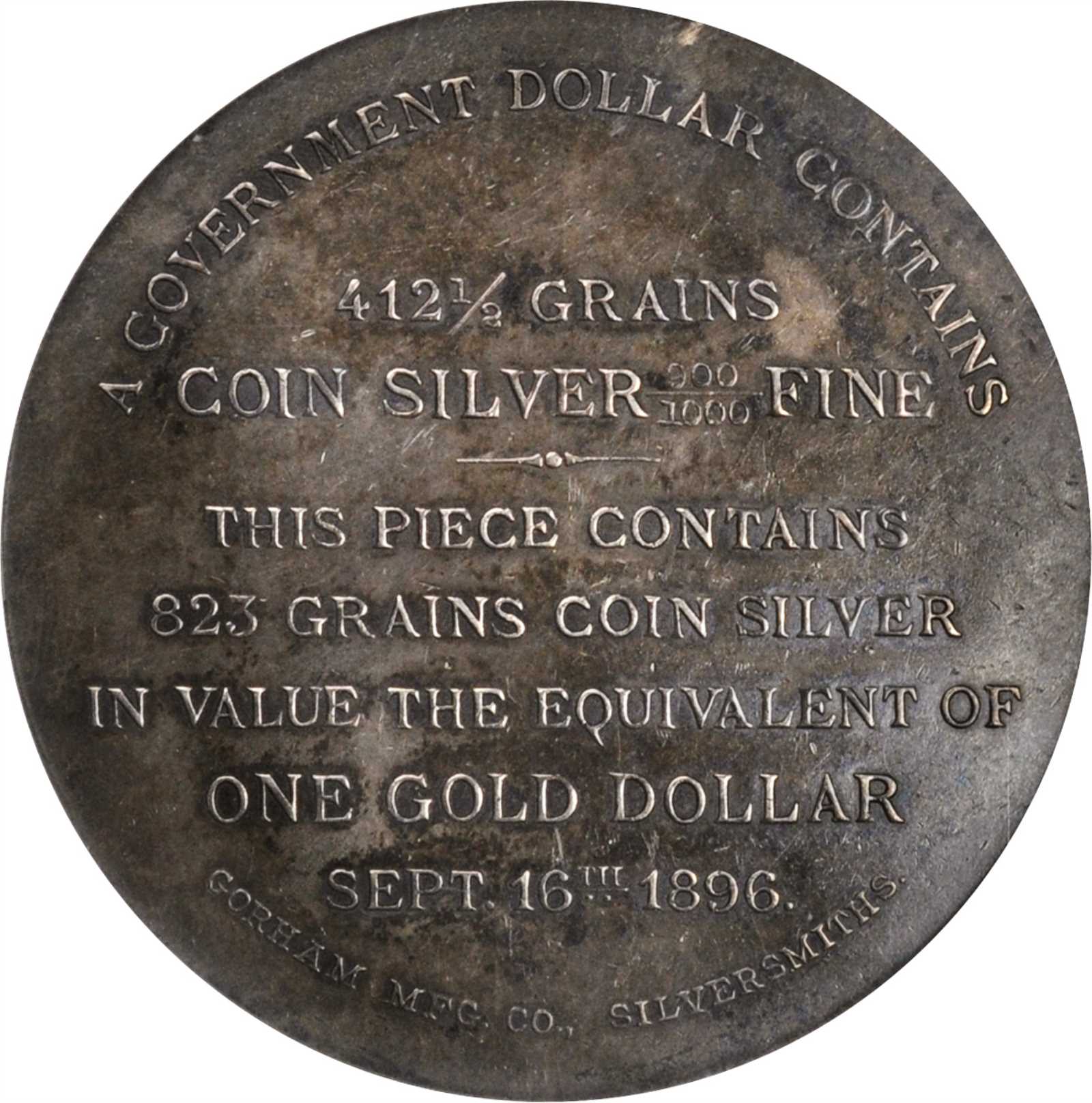 image for: 1896 Bryan Dollar. HK-780, Schornstein-6. Rarity-5. Silver. MS-62 (PCGS).
