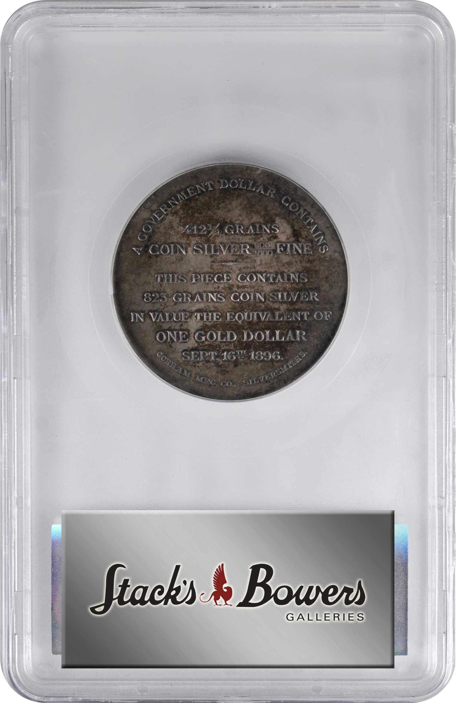 image for: 1896 Bryan Dollar. HK-780, Schornstein-6. Rarity-5. Silver. MS-62 (PCGS).