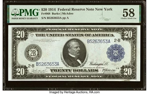 image for: Fr. 968 $20 1914 Federal Reserve Note PMG Choice About Unc 58....