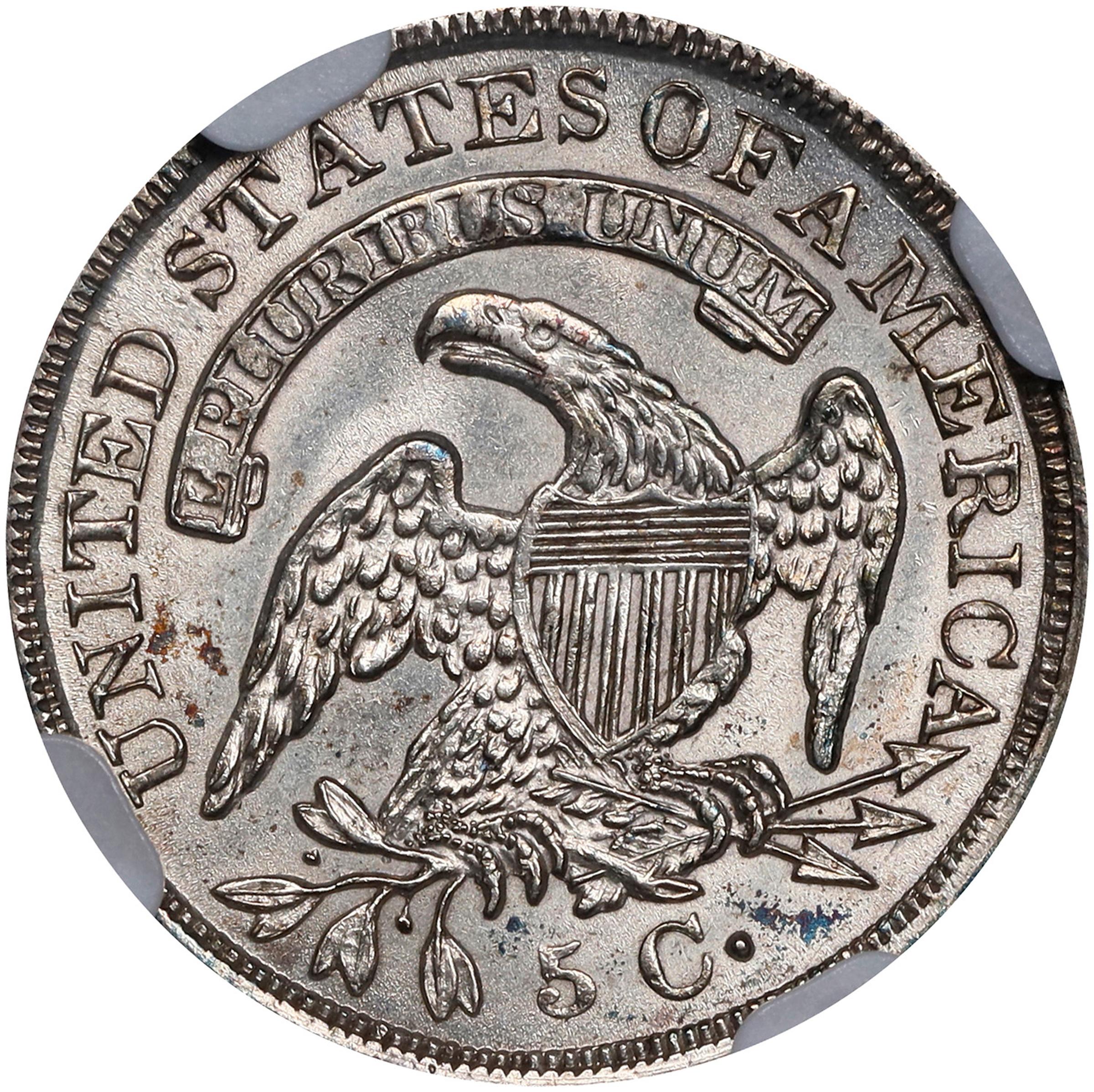 image for: 1836 Capped Bust Half Dime. LM-2, V-1A. Rarity-3. Small 5 C. Unc Details--Cleaned (NGC).