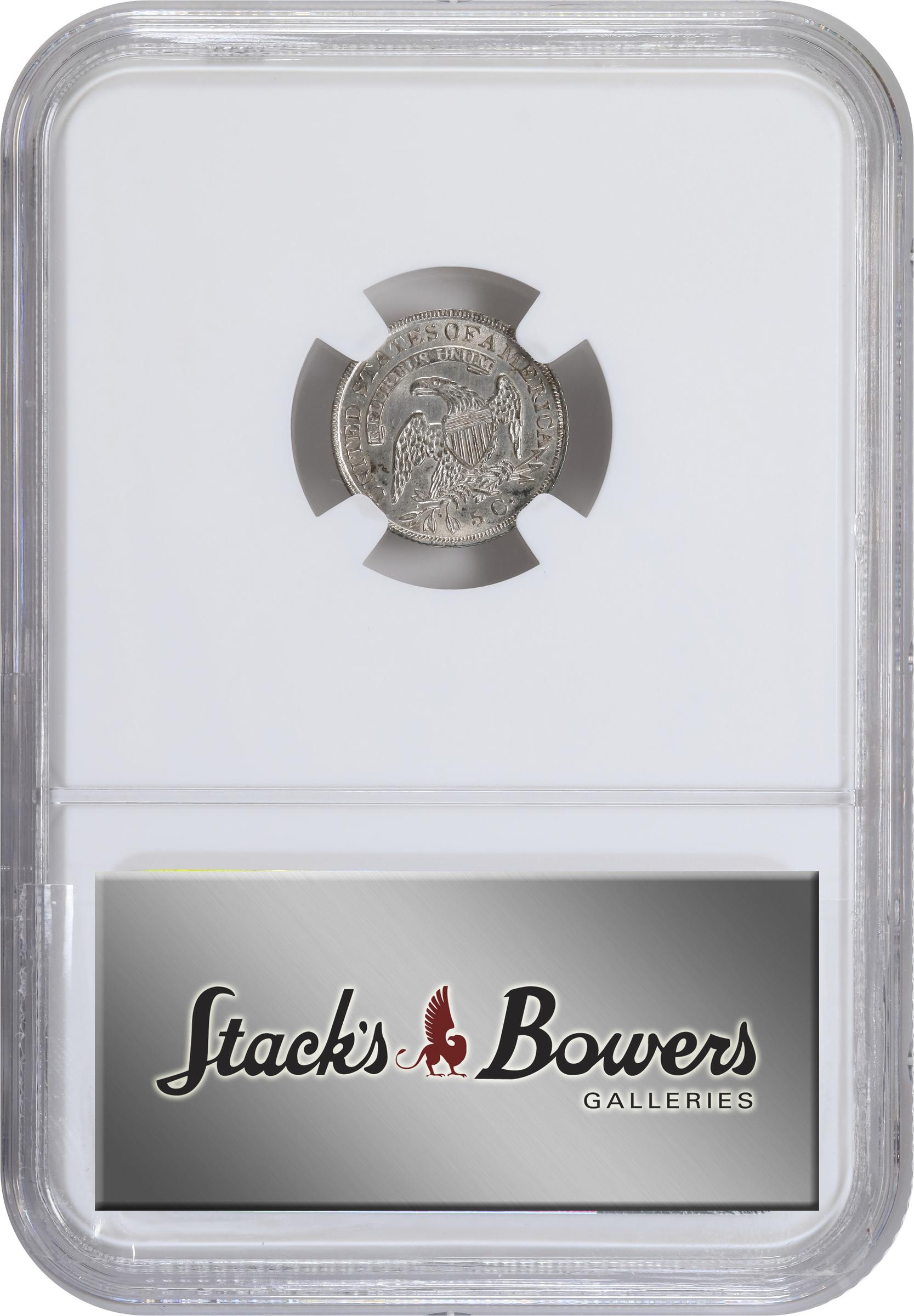 image for: 1836 Capped Bust Half Dime. LM-2, V-1A. Rarity-3. Small 5 C. Unc Details--Cleaned (NGC).