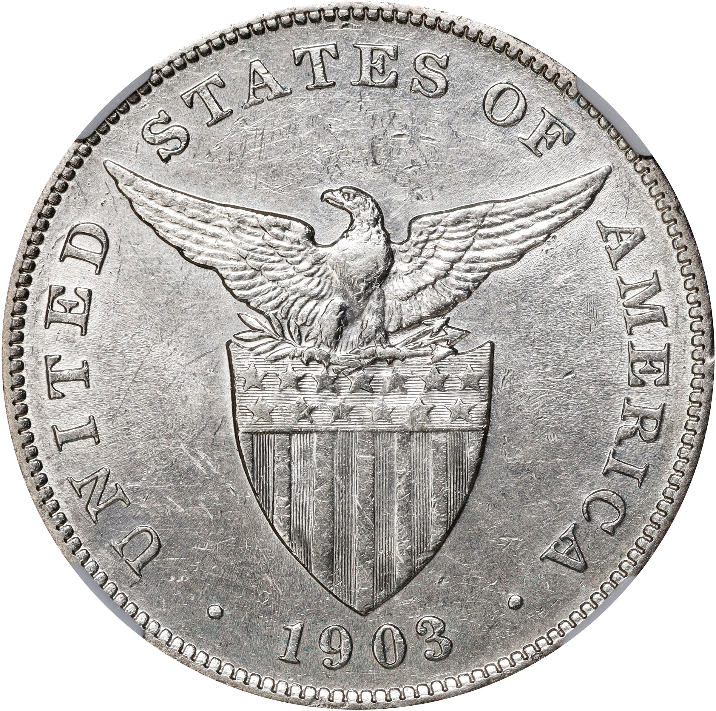 image for: 1903 One Peso. AU Details--Cleaned (NGC).