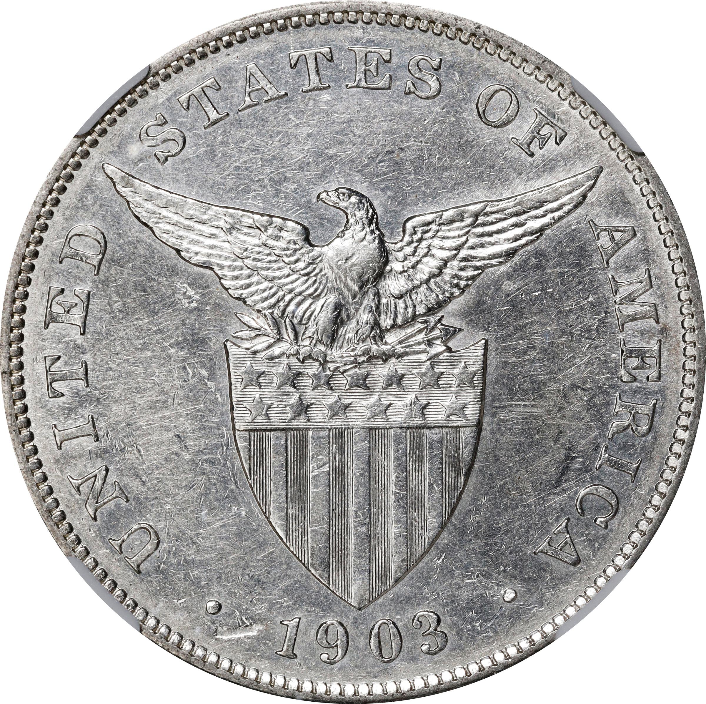 image for: 1903 One Peso. AU Details--Cleaned (NGC).