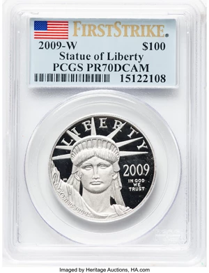 image for: 2009-W $100 One-Ounce Platinum Eagle, Statue of Liberty, First Strike, PR70 Deep Cameo PCGS....