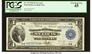 image for: Fr. 732 $1 1918 Federal Reserve Bank Note PCGS Extremely Fine 45....