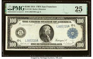 image for: Fr. 1130 $100 1914 Federal Reserve Note PMG Very Fine 25....