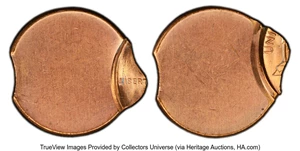 image for: (1982-2008) 1C Lincoln Cent -- Struck 95% Off-Center, 5% Double Clipped -- MS66 Red PCGS....