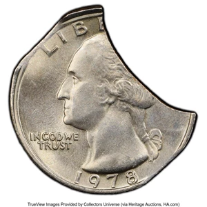 image for: 1978 25C Washington Quarter -- 18% Triple Curved Clip -- MS64 PCGS. PCGS Population: (100/526 and 0/14+). Mintage 521,452,...