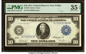 image for: Fr. 945 $10 1914 Federal Reserve Note PMG Choice Very Fine 35 EPQ....