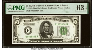 image for: Fr. 1952-F $5 1928B Federal Reserve Note. PMG Choice Uncirculated 63 EPQ....