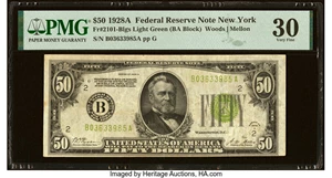 image for: Fr. 2101-B $50 1928A Light Green Seal Federal Reserve Note. PMG Very Fine 30....