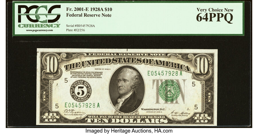 image for: Fr. 2001-E $10 1928A Federal Reserve Note. PCGS Very Choice New 64PPQ....