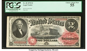 image for: Fr. 48 $2 1878 Legal Tender PCGS Choice About New 55....