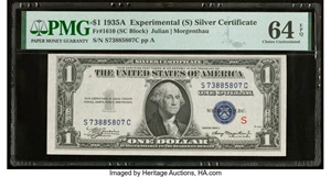 image for: Fr. 1610 $1 1935A S Silver Certificate. PMG Choice Uncirculated 64 EPQ....