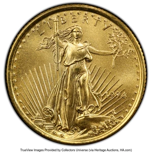 image for: 1994 $10 Quarter-Ounce Gold Eagle MS69 PCGS. Mintage 72,650. ...