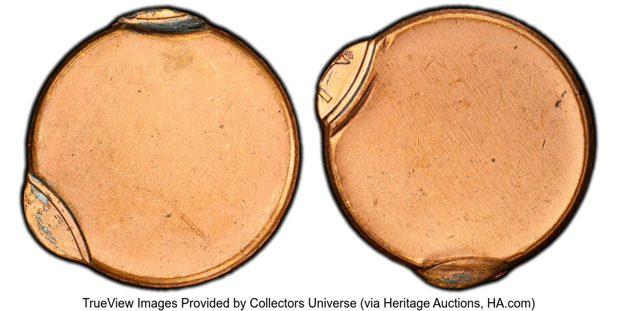 image for: (1982-2008) 1C Lincoln Cent -- Double Struck 98% and 97% Off Center -- MS65 Red PCGS. PCGS Population: (62/423 and 0/1+)....