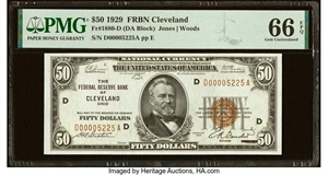 image for: Fr. 1880-D $50 1929 Federal Reserve Bank Note. PMG Gem Uncirculated 66 EPQ....