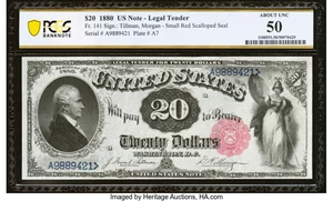 image for: Fr. 141 $20 1880 Legal Tender PCGS Banknote About Unc 50....