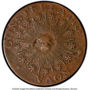 image for: 1783 Nova Constellatio Copper, Pointed Rays, Small US, Crosby 2-B, W-1865, R.2, VF30 PCGS. From The Flat Wallet C...