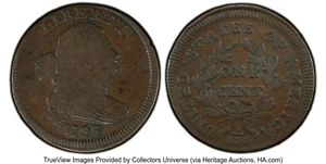 image for: 1798 1C Second Hair Style, S-172, B-34, R.2 --Triple Strike -- VG10 PCGS. PCGS Population: (55/511)....