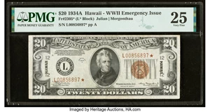 image for: Fr. 2305* $20 1934A Hawaii Federal Reserve Star Note. PMG Very Fine 25....