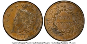 image for: 1819 1C Small Date, N-9, R.1, MS61 Brown PCGS. PCGS Population: (3/92 and 0/1+)....