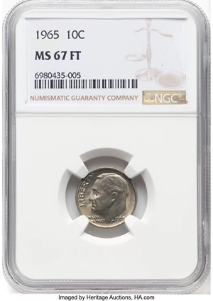 image for: 1965 10C MS67 Full Bands NGC. NGC Census: (48/12). ...