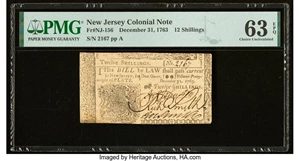 image for: New Jersey December 31, 1763 12s PMG Choice Uncirculated 63 EPQ....
