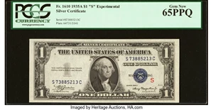 image for: Fr. 1610 $1 1935A S Silver Certificate. PCGS Gem New 65PPQ....