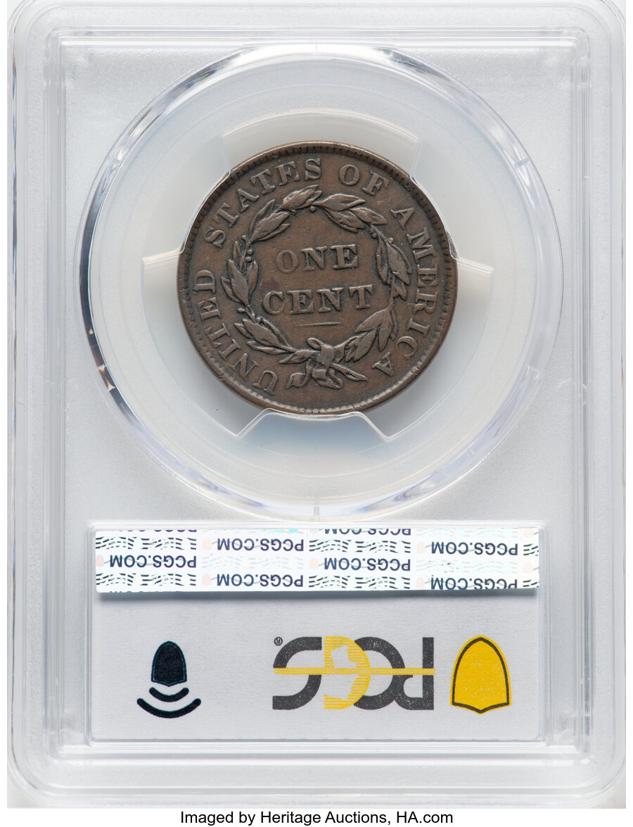 image for: 1836 1C N-5, R.3, VF30 PCGS. PCGS Population: (24/284).  Mintage 2,111,000....